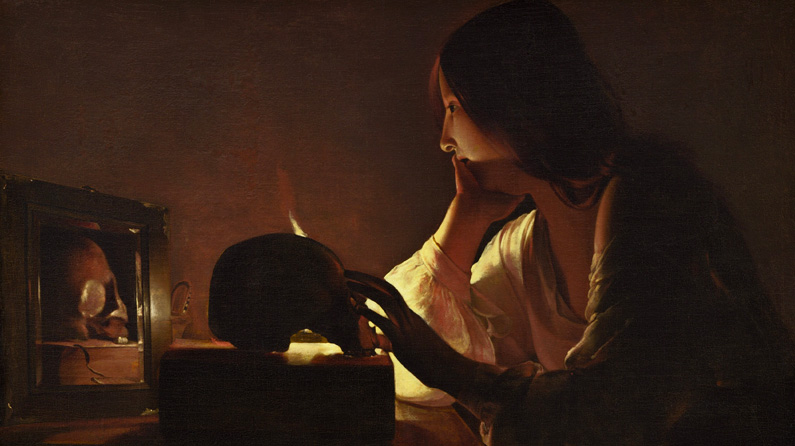 Video introduction picture with the painting "Penitent Mary Magdalene" by Georges de La Tour